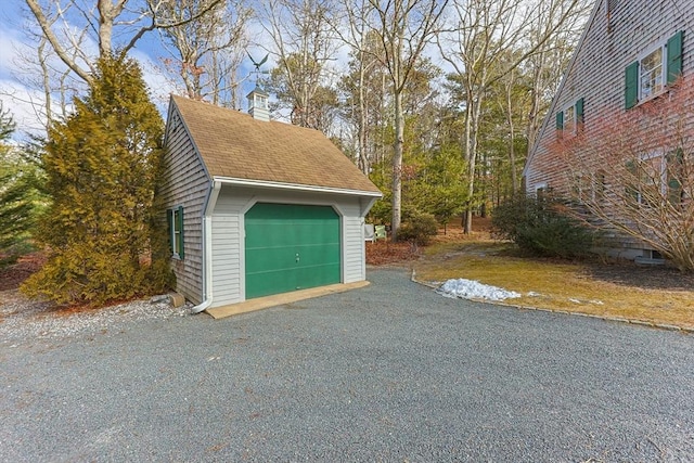 view of detached garage