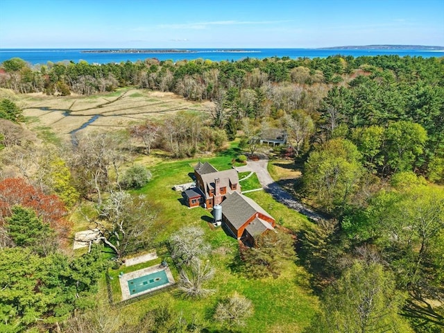 bird's eye view featuring a water view