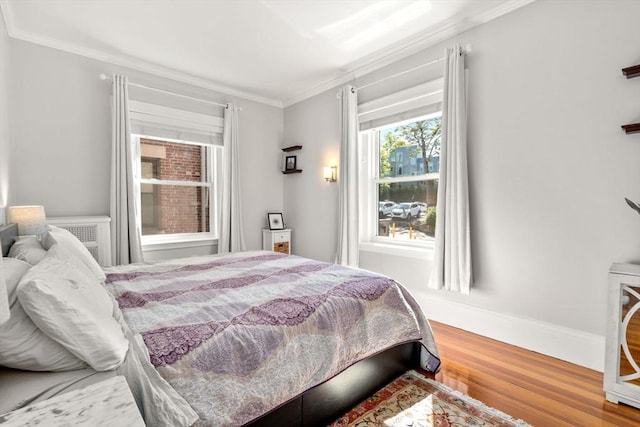 17 Park Vale Unit 2, Brookline, MA 02446 - bedroom featuring ornamental molding and wood finished floors