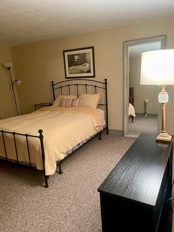 bedroom with baseboards and carpet floors