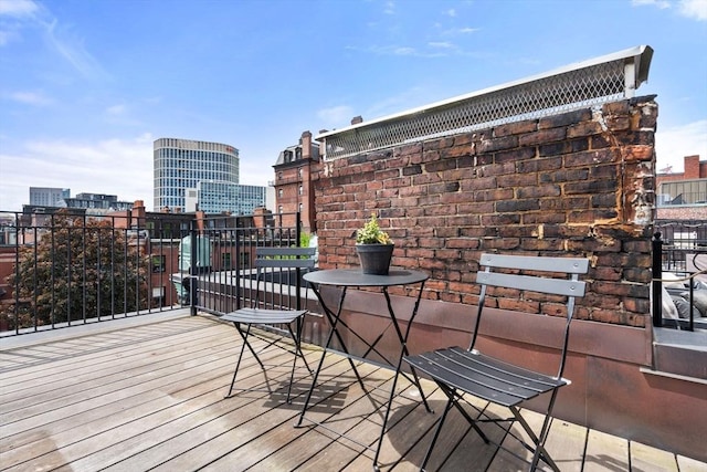 deck featuring a view of city