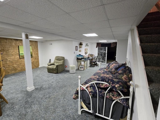 6 Nevada, Freetown, MA 02702 - finished basement featuring carpet, a drop ceiling, and stairs