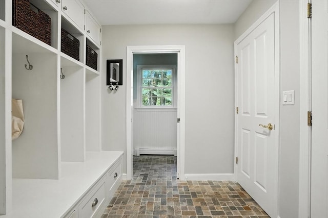 134 Lincoln St, Norwell, MA 02061 - mudroom with brick patterned floors and baseboard heating
