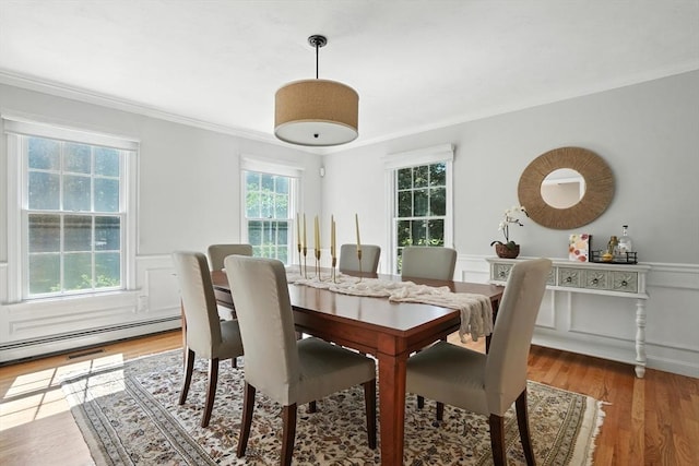 134 Lincoln St, Norwell, MA 02061 - dining room featuring ornamental molding, light wood-style floors, and a wainscoted wall