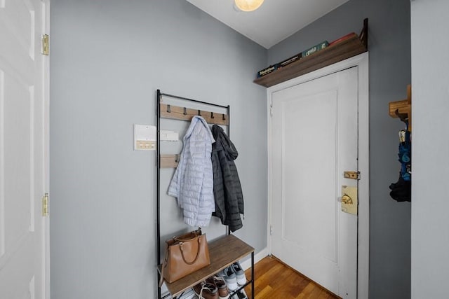 mudroom featuring wood finished floors