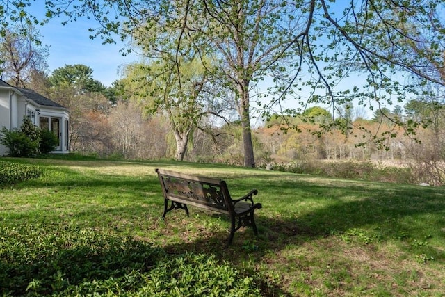 view of home's community with a lawn