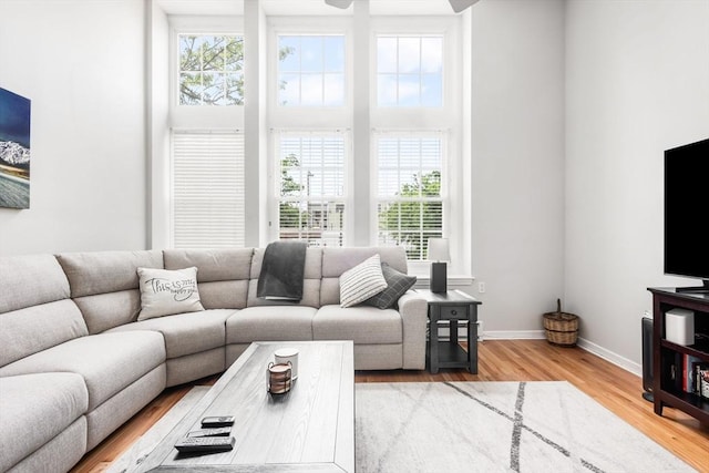 743 E 4th Unit 204, Boston, MA 02127 - living area with light wood-type flooring, baseboards, and a ceiling fan