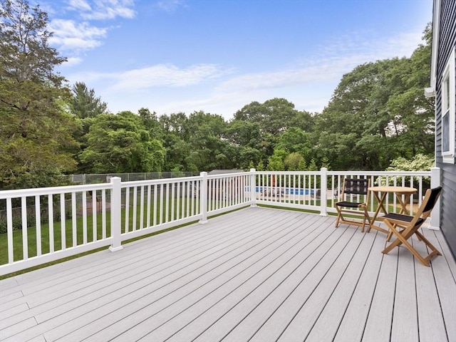 886 Methuen St, Dracut, MA 01826 - wooden deck featuring a fenced backyard and a forest view