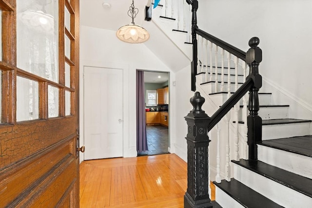 23 Gordon St, Boston, MA 02134 - foyer featuring stairway and hardwood / wood-style floors