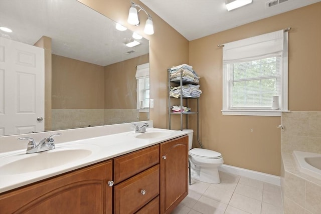 1 Windsor Rd, Shirley, MA 01464 - full bathroom with tile patterned flooring, a garden tub, and double vanity
