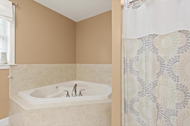 1 Windsor Rd, Shirley, MA 01464 - bathroom featuring a garden tub and a shower with curtain