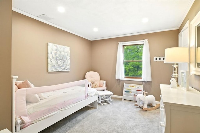 3 Pine Knl, Southwick, MA 01077 - carpeted bedroom with crown molding, baseboards, and recessed lighting