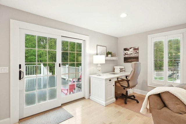 3 Pine Knl, Southwick, MA 01077 - home office featuring plenty of natural light, light wood-type flooring, baseboards, and recessed lighting
