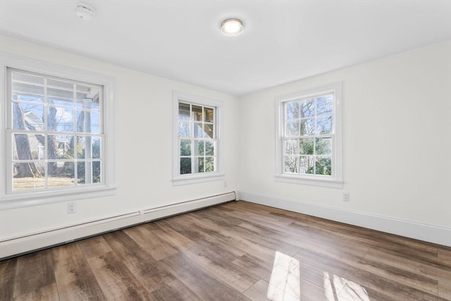 6 Parker Ave, Cohasset, MA 02025 - spare room with baseboard heating, wood finished floors, a smoke detector, and baseboards