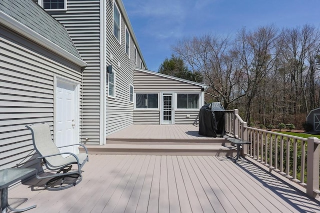 deck with area for grilling