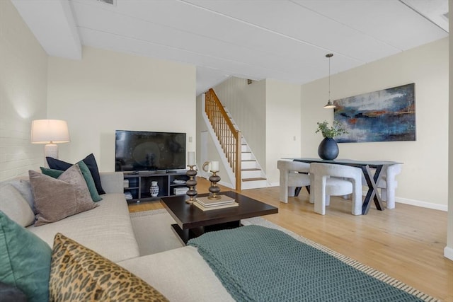 living room featuring hardwood / wood-style flooring