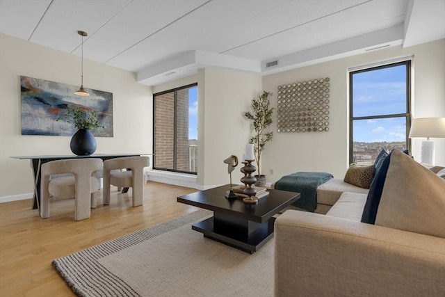 living room featuring hardwood / wood-style flooring