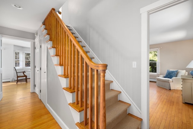 staircase featuring hardwood / wood-style floors