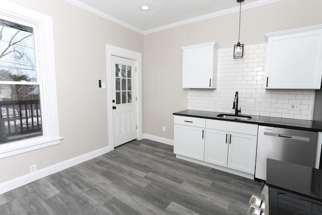 kitchen featuring sink, dishwasher, and white cabinets