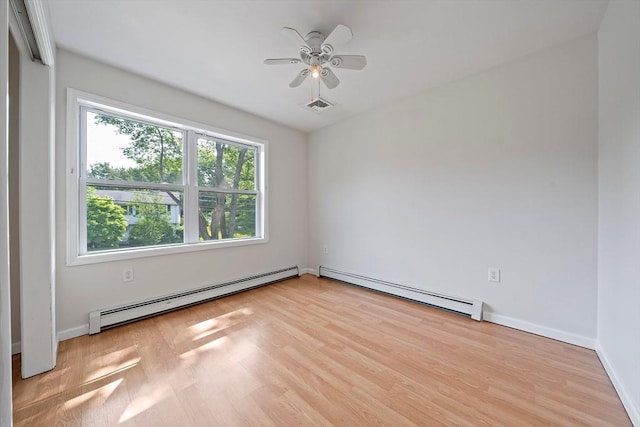 7 Helen Rd, Braintree, MA 02184 - empty room with a baseboard heating unit, wood finished floors, and ceiling fan