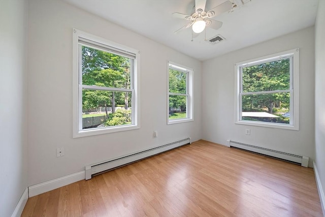 7 Helen Rd, Braintree, MA 02184 - unfurnished room with baseboard heating, light wood finished floors, and ceiling fan
