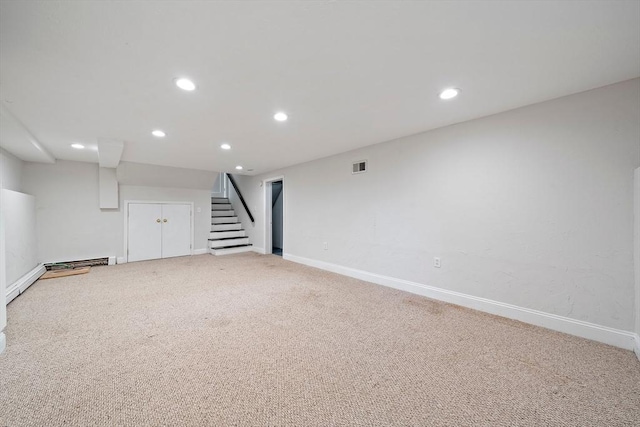 7 Helen Rd, Braintree, MA 02184 - finished basement featuring carpet flooring, stairs, and recessed lighting