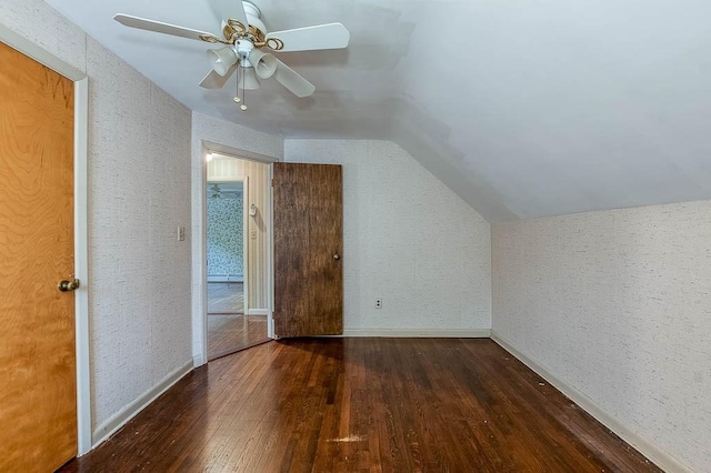 16 Miriam Dr, Attleboro, MA 02703 - additional living space featuring hardwood / wood-style flooring, vaulted ceiling, baseboards, and a ceiling fan