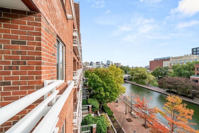 balcony with a water view