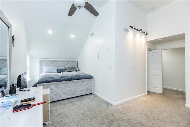 66 Hamilton St Unit 3, Leominster, MA 01453 - carpeted bedroom with baseboards, ceiling fan, and lofted ceiling