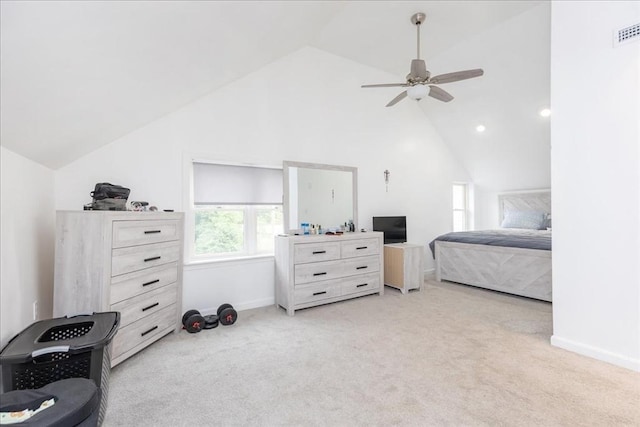 66 Hamilton St Unit 3, Leominster, MA 01453 - bedroom with vaulted ceiling, carpet flooring, baseboards, and ceiling fan