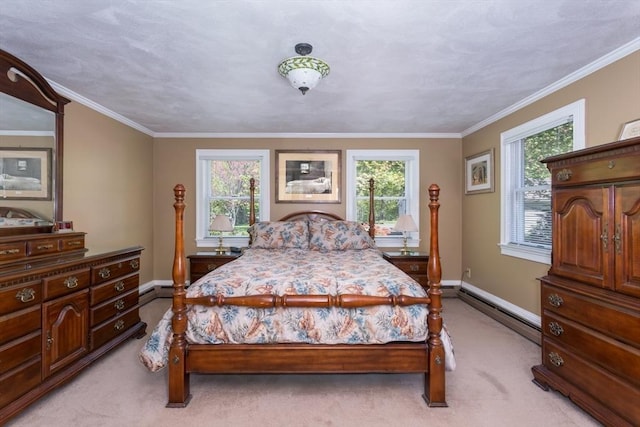 78 Daniels St, Franklin, MA 02038 - bedroom with a baseboard radiator, multiple windows, light carpet, and crown molding