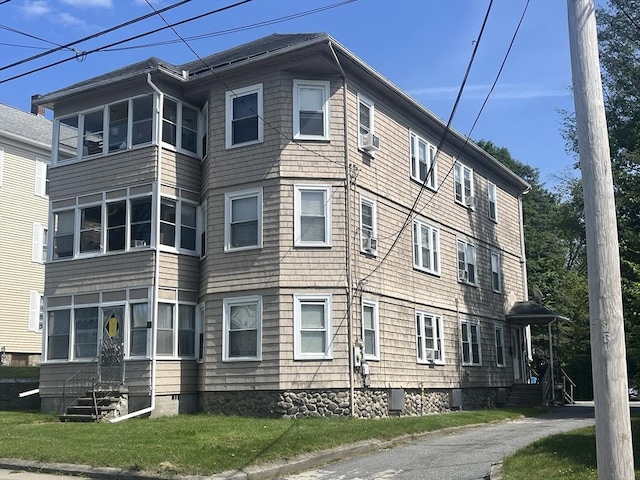 13 Elm St, Webster, MA 01550 - view of side of home featuring entry steps and a yard