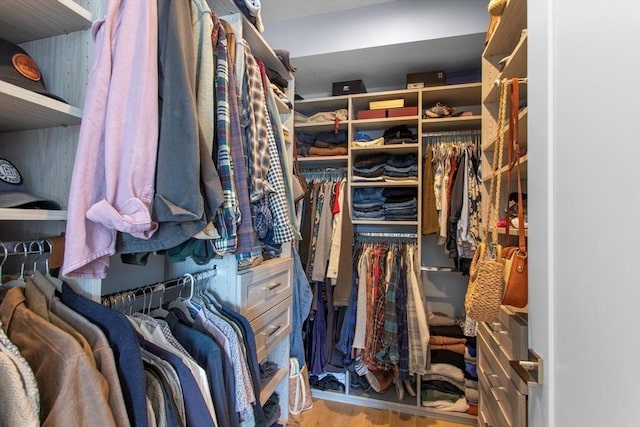 spacious closet with wood finished floors