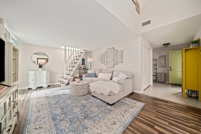 living room featuring hardwood / wood-style flooring