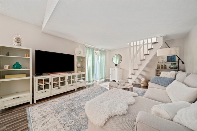 living room with hardwood / wood-style flooring