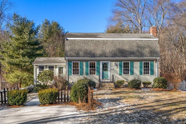 209 Pleasant, Millis, MA 02054 - dutch colonial with roof with shingles, fence, and a chimney