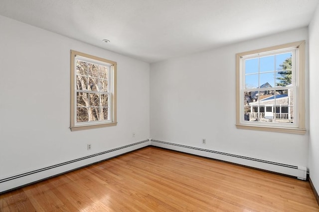 209 Pleasant, Millis, MA 02054 - empty room featuring a baseboard radiator, healthy amount of natural light, and light wood-type flooring
