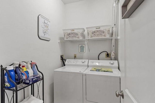 washroom featuring laundry area and washer and clothes dryer