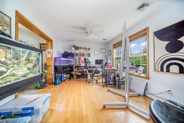 1441 Stafford Rd, Fall River, MA 02721 - office area with hardwood / wood-style flooring and a ceiling fan