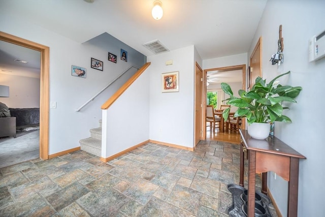 1441 Stafford Rd, Fall River, MA 02721 - stairs with stone tile floors and baseboards