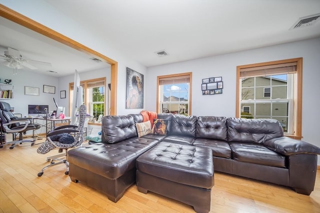 1441 Stafford Rd, Fall River, MA 02721 - living room with a desk, light wood-style flooring, and a ceiling fan