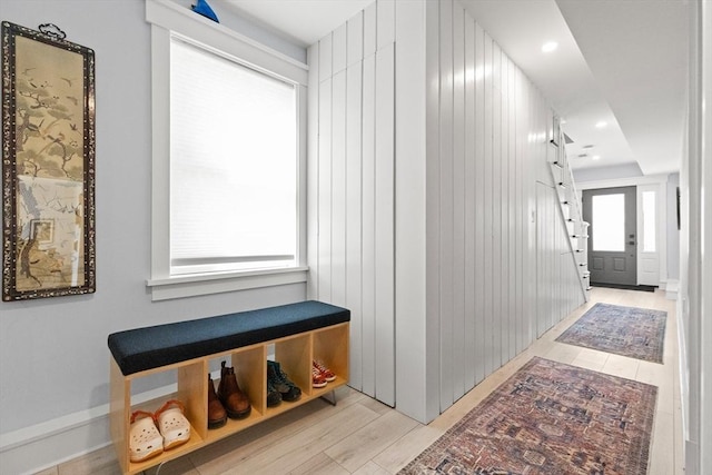 hall featuring recessed lighting and light wood finished floors