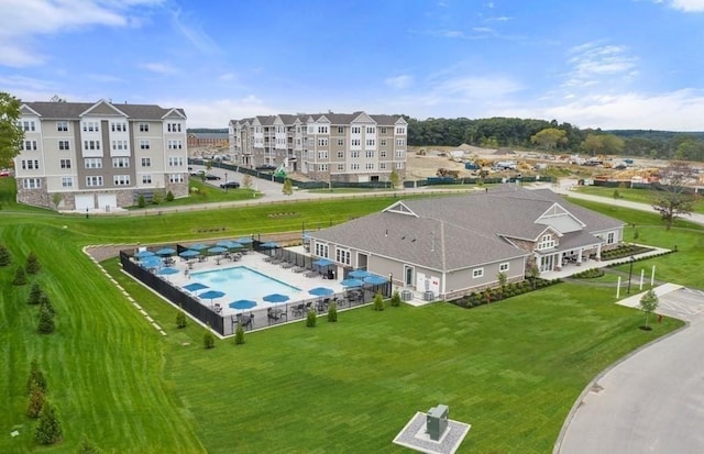 2 Codman Way Unit 305, Westborough, MA 01581 - aerial view of property and surrounding area featuring a pool area