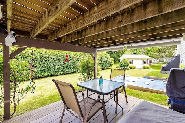68 Victoria Ave, Athol, MA 01331 - deck with outdoor dining area, an outdoor structure, and a lawn