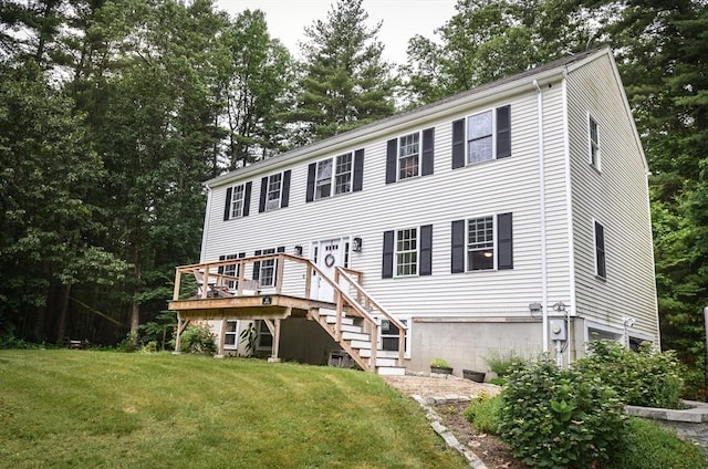 169 Lyman Rd, Berlin, MA 01503 - view of front of property with a front lawn, stairs, and a deck