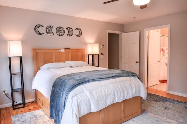 169 Lyman Rd, Berlin, MA 01503 - bedroom with light wood-style floors, ensuite bath, and a ceiling fan