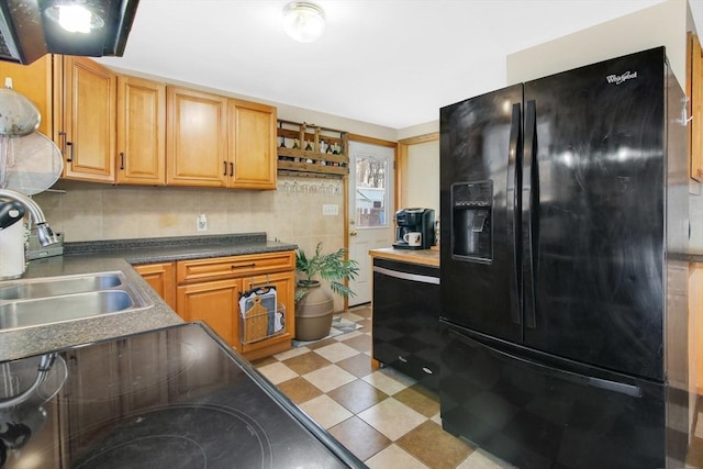 kitchen with black appliances and sink