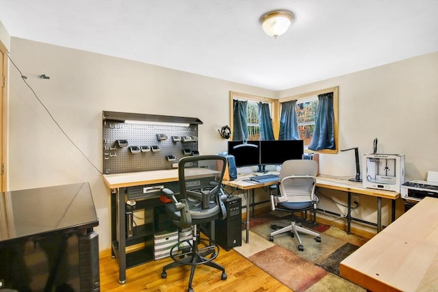 home office featuring wood-type flooring