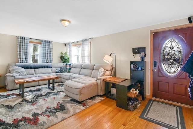 living room with hardwood / wood-style flooring