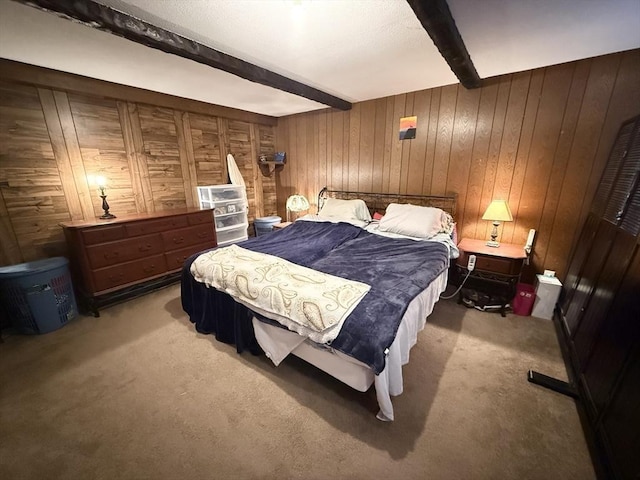 74 Fiske Hill Rd, Sturbridge, MA 01566 - carpeted bedroom with beamed ceiling and wood walls